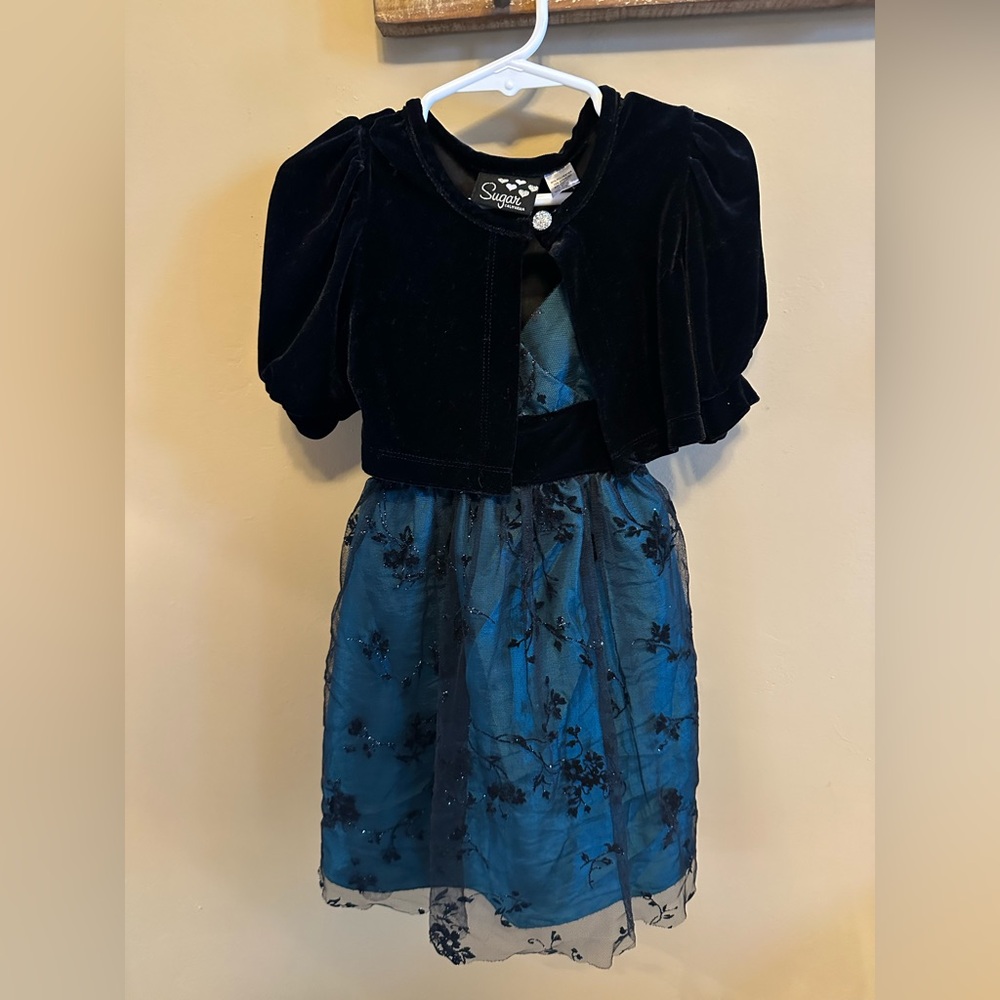 Sugar Kids Elegant Blue and Black‎ Holiday Dress